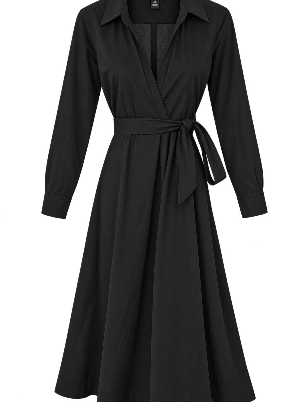 Banana Republic Black Wrap Midi Dress with Waist Tie